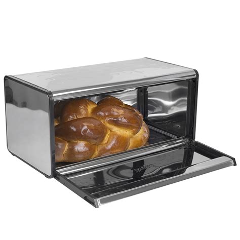 home basics square stainless steel bread box|extra large bread box stainless.